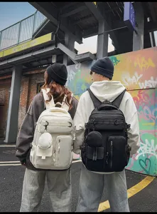 Large capacity multi-pocket travel backpack casual school computer bag for men and women detail view