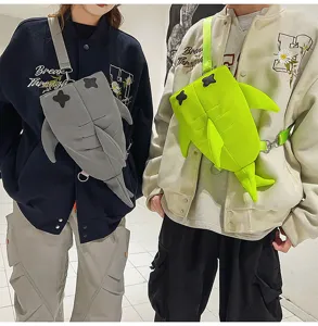 Creative shark shoulder bag for daily casual wear, unique cute design with adjustable strap.