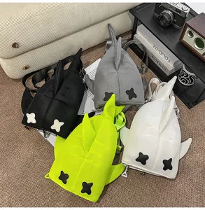 Cute shark shape canvas shoulder bag trendy casual backpack for travel and daily wear.