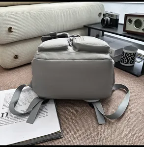 Large capacity grey backpack for daily travel, casual school book bag with multiple pockets