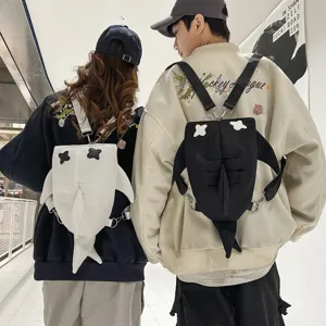 Japanese Cute Cartoon Shark Backpack Casual Travel Waterproof Nylon Crossbody Bag Unisex Fashion Animal Daypack