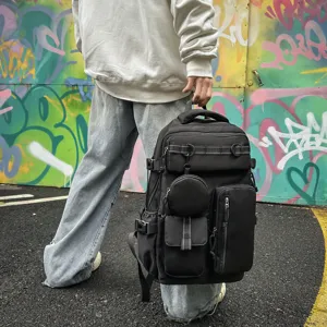 Large capacity multi-purpose black backpack for daily travel, school and outdoor commuting.