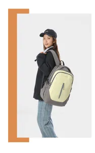 Stylish dual-tone casual backpack with spacious main compartment for students and daily travel.