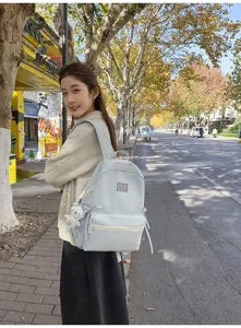 Casual lichtblauwe rugzak voor studenten campus dagelijks gebruik grote capaciteit schooltas