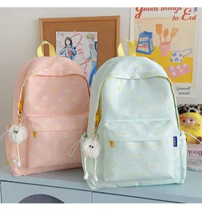 Sweet floral dandelion print canvas backpack school bag for students casual daily use