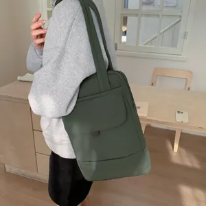 Donne Grande Capacità Minimalista Pendolarismo Nylon Tote Bag Multi-Scomparto Casual Tinta Unita Borsa a Tracolla Custodia Protettiva Tablet