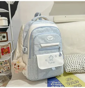 Sac à dos d'école style japonais mignon motif étoiles pour filles cartable décontracté