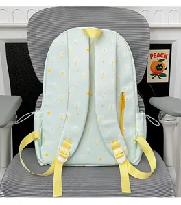 Cute mint green dandelion star print backpack casual daily school bag for women girls