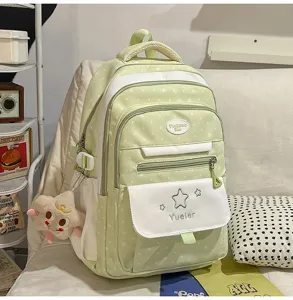 Sac à dos d'école style doux japonais pour adolescentes sac de jour décontracté vert
