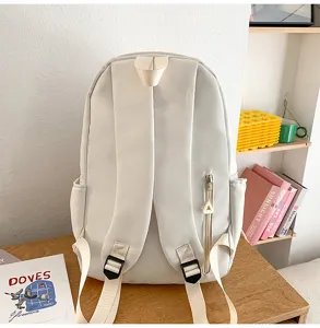 Detail shot of minimalist casual backpack with adjustable straps and zipper pocket for daily use.