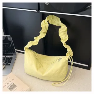 Casual nylon pleated shoulder bag, large capacity hobo dumpling tote for daily commute.