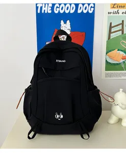 Large capacity casual school backpack for students, simple daily travel bag with pockets.