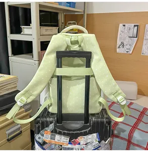 Sac à dos d'école style doux japonais pour filles vert clair étoiles blanches casual