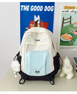 Large capacity color block women backpack casual travel school bag for students stylish
