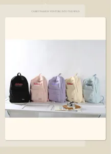 Casual college style canvas backpack for women, multi-color lightweight daily school bag.