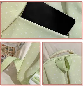 Sac à dos d'école esthétique vert doux style japonais sac de jour décontracté pour les étudiants