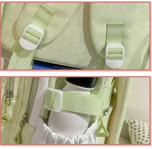 Sac à dos d'école japonais mignon à pois doux, sac de voyage casual pour jeunes filles.