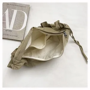 Casual nylon slouchy crossbody bag large capacity shoulder dumpling bag interior detail.