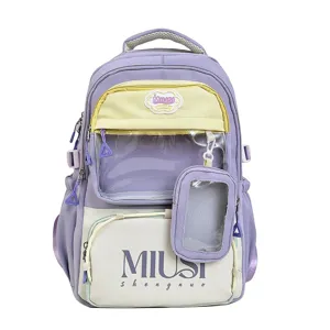 Japanese style cute women backpack student casual school bag with transparent pocket and pouch