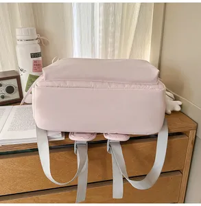 Minimalistische grote schoolrugzak voor vrouwen studenten dagelijkse tas roze kleur
