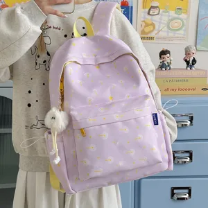 Sweet dandelion print casual backpack for women, cute college style daily school bag.