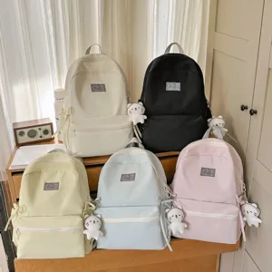 Casual minimalistische rugzak met grote capaciteit voor meisjes, stijlvolle studententas.