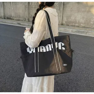 Grande borsa shopper in tela da donna, elegante borsa a tracolla per il lavoro e i viaggi.