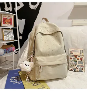 Koreanischer süßer Ins-Stil Schulrucksack für Studenten, lässiger leichter Reise-Rucksack in Beige.