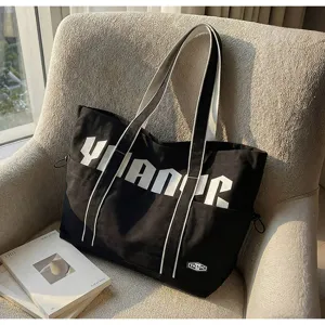 Casual shopper in tela da donna, grande borsa a spalla bicolore per viaggi, tempo libero e fitness.