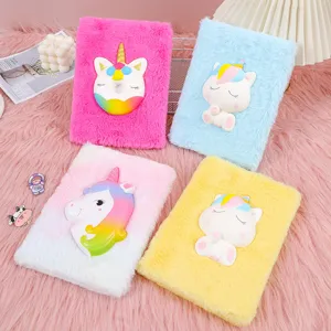 Cute Cartoon Plush Notebook A5 Soft Diary Unicorn Decompression Stationery Gift For Kids Students Writing Book