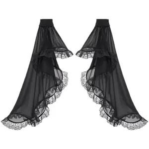 Gothic black mesh sleeves lace ruffle detachable arm covers for Halloween costume party.
