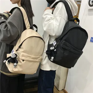 Japanese Korean Style Casual Nylon Large Capacity Backpack Unisex Student Computer School Bag With Pendant