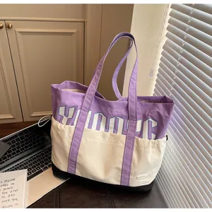 Borsa shopper in tela grande capacità borsa a tracolla casual yoga borsa di stoccaggio