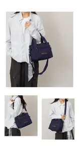 Detailed view showing the practical zipper pocket and durable nylon material for daily casual use.