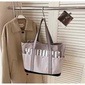 Borsa tote in tela casual da donna, grande capacità, elegante borsa a spalla e da viaggio.