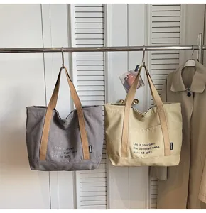 Canvas tote bag for women large capacity casual shoulder bag daily commuter handbag