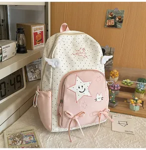 Zaino in stile college giapponese per ragazze, grande zainetto casual con stella carina.