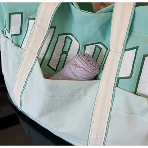 Borsa shopper in tela casual grande capacità borsa a spalla color block per donna viaggio yoga.