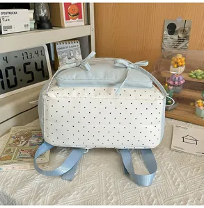 Zaino da studente stile giapponese azzurro a pois simpatico borsa scuola casual