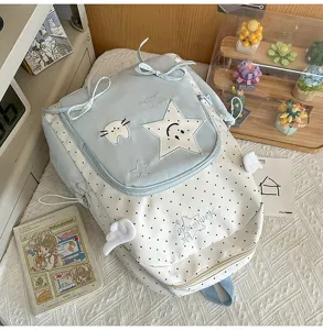 Zaino scolastico stile giapponese dettaglio ricamo stella carino, zaino spazioso