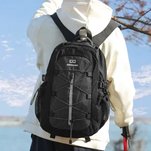 Black grid backpack large capacity outdoor hiking sports mountaineering travel bag for men and women
