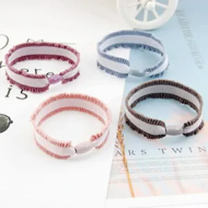 Stoff Haargummis Scrunchies mit gerafften Kanten und Perle, süßes Haarschmuck für den Alltag.