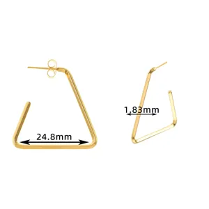 French stainless steel triangle hoop earrings minimalist gold geometric earrings for women jewelry