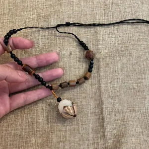 Collana etnica in perline di legno stile zen cinese retro catena lunga maglione donna