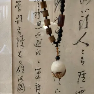 Collana di perle di legno stile Zen cinese retrò etnico gioielli maglione dettaglio vista