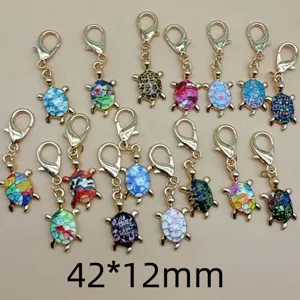 Colorful turtle keychain lobster clasp cute print bag charm accessories 42x12mm