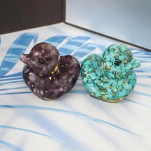 Crystal Stone Resin Cute Duck Ornaments Desktop Home Office Creative Decor Gift