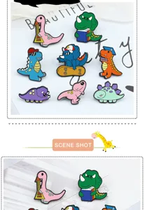 Cute dinosaur enamel pins set cartoon metal badges brooch for backpack clothes decoration