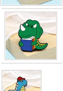 Cute cartoon dinosaur metal enamel pin badge, perfect for bags and clothes decor.