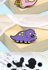 Cute cartoon dinosaur enamel brooch pin metal badge for bags clothes backpack decoration